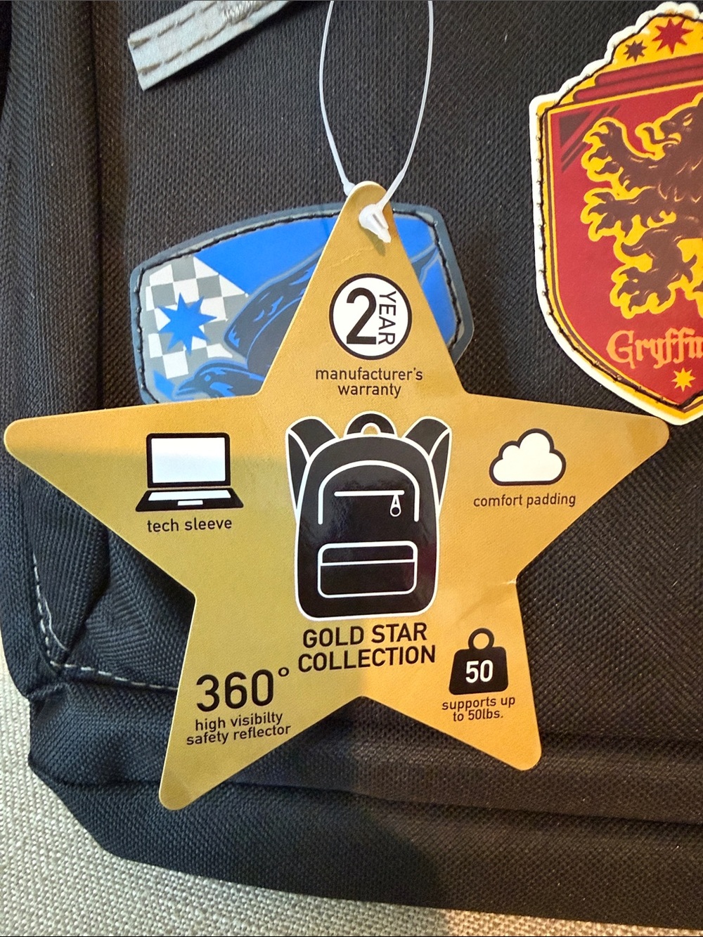 18" NWT backpack HARRY POTTER patch school gray black bag HP Target NEW - Picture 10 of 16